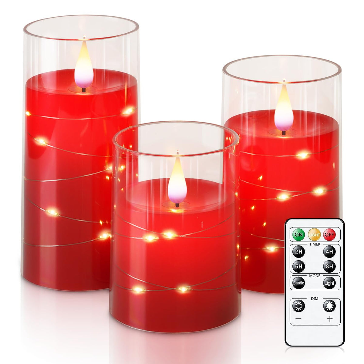 Homemory Flickering Flameless Candles with String Lights, Battery Oper